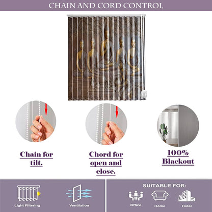 Vertical Blinds for Windows,French Door and Sliding Door Blinds for Smart Home Office, (Customized Size, Sitting Buddha)