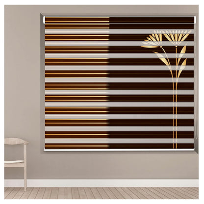 Zebra Blinds for Windows and Doors with Dual Shade, Horizontal Stripes, Blinds for Home & Office (Customized Size, Leaf Art)