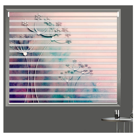 Zebra Blinds for Windows and Doors with Dual Shade, Horizontal Stripes, Blinds for Home & Office (Customized Size, Snowflake Tree)