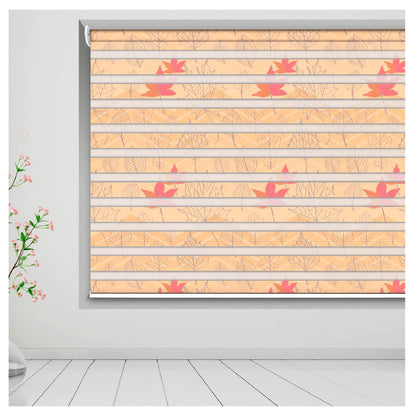 Zebra Blinds for Windows and Doors with Dual Shade, Horizontal Stripes, Blinds for Home & Office (Customized Size, Maple Leaves Art )