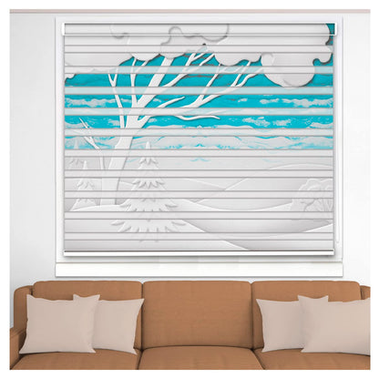 Zebra Blinds for Windows and Doors with Dual Shade, Horizontal Stripes, Blinds for Home & Office (Customized Size, White Nature Scenery)