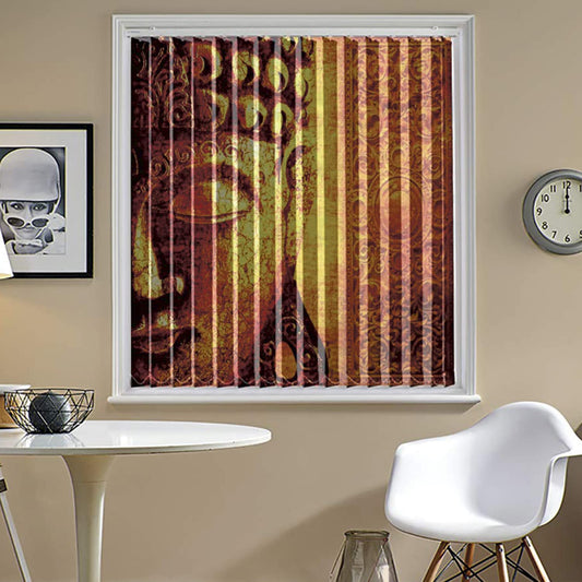 Vertical Blinds for Windows,French Door and Sliding Door Blinds for Smart Home Office, (Customized Size, Ancient Buddha)