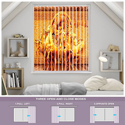 Vertical Blinds for Windows,French Door and Sliding Door Blinds for Smart Home Office, (Customized Size, Golden Seven Horses)