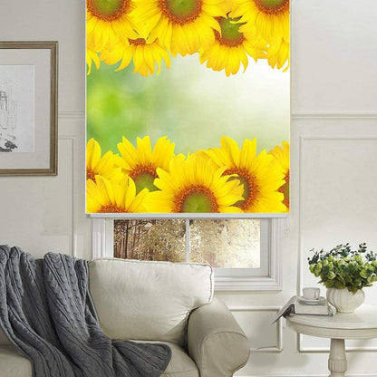 Blackout Roller Blinds for Window - Yellow Sunflower Flower Design Size