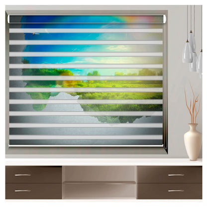 Zebra Blinds for Windows and Doors with Dual Shade, Horizontal Stripes, Blinds for Home & Office (Customized Size, Green Scenery)