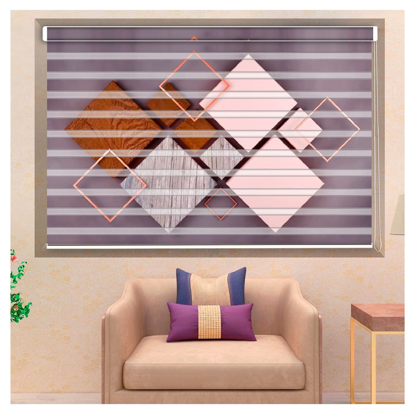 Zebra Blinds for Windows and Doors with Dual Shade, Horizontal Stripes, Blinds for Home & Office (Customized Size, Frame Art)