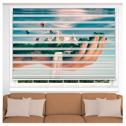 Zebra Blinds for Windows and Doors with Dual Shade, Horizontal Stripes, Blinds for Home & Office (Customized Size, Nature with Hand)