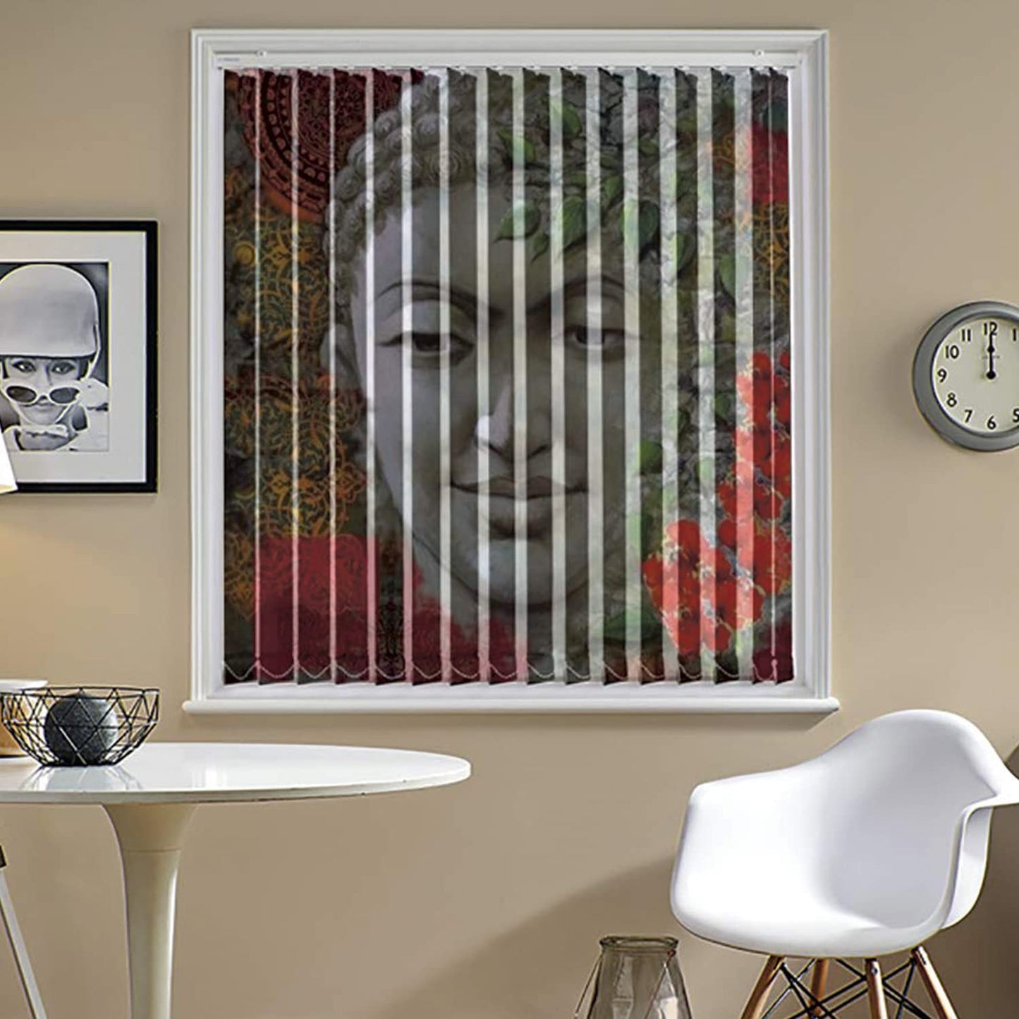 Vertical Blinds for Windows,French Door and Sliding Door Blinds for Smart Home Office, (Customized Size, Buddha Face)