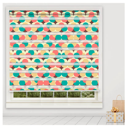 Zebra Blinds for Windows and Doors with Dual Shade, Horizontal Stripes, Blinds for Home & Office (Customized Size, Polka Dot Art)