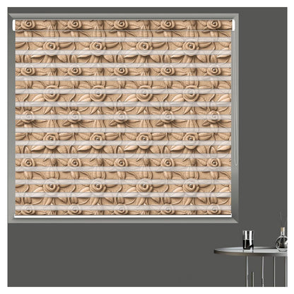 Zebra Blinds for Windows and Doors with Dual Shade, Horizontal Stripes, Blinds for Home & Office (Customized Size, 3D Floral Art Design)
