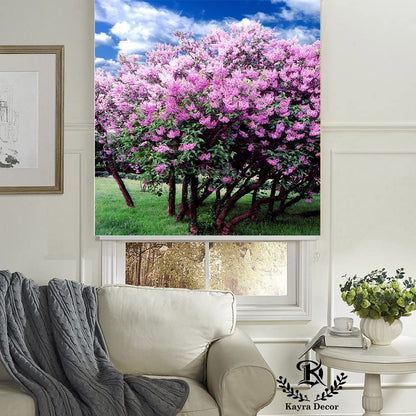 Printed Blackout Roller Blinds for Window - Pink Flower Tree Design Size