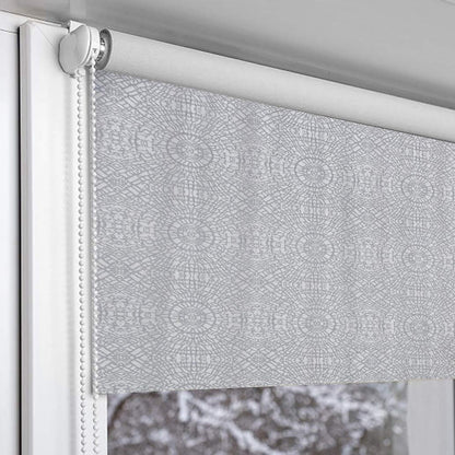 Blackout Fabric Window Roller Big Circle Design, Grey