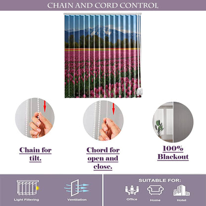 Vertical Blinds for Windows,French Door and Sliding Door Blinds for Smart Home Office, (Customized Size, Mountain and Flowers)