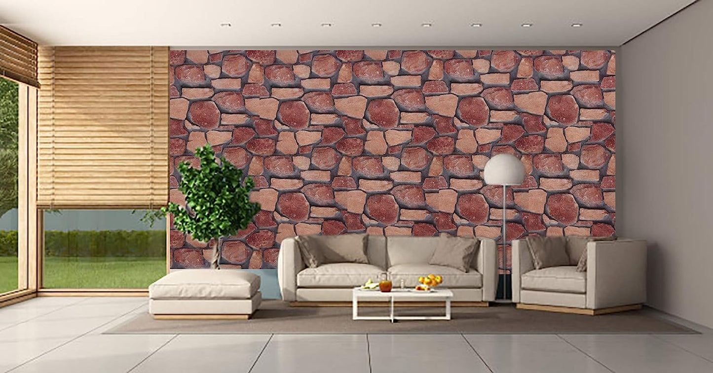 3D Latest Stone Design Light Brown Wallpaper Roll for Home Walls 57 Sq Ft (0.53m or 33 Feet)