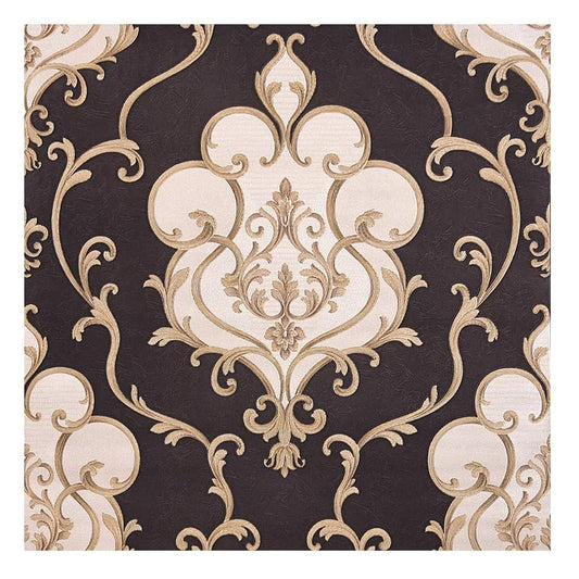 3D Latest Damask Design Brown Wallpaper Roll for Home Walls 57 Sq Ft (0.53m or 33 Feet)
