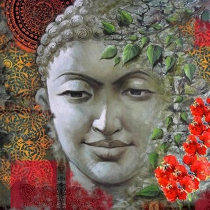 Vertical Blinds for Windows,French Door and Sliding Door Blinds for Smart Home Office, (Customized Size, Buddha Face)