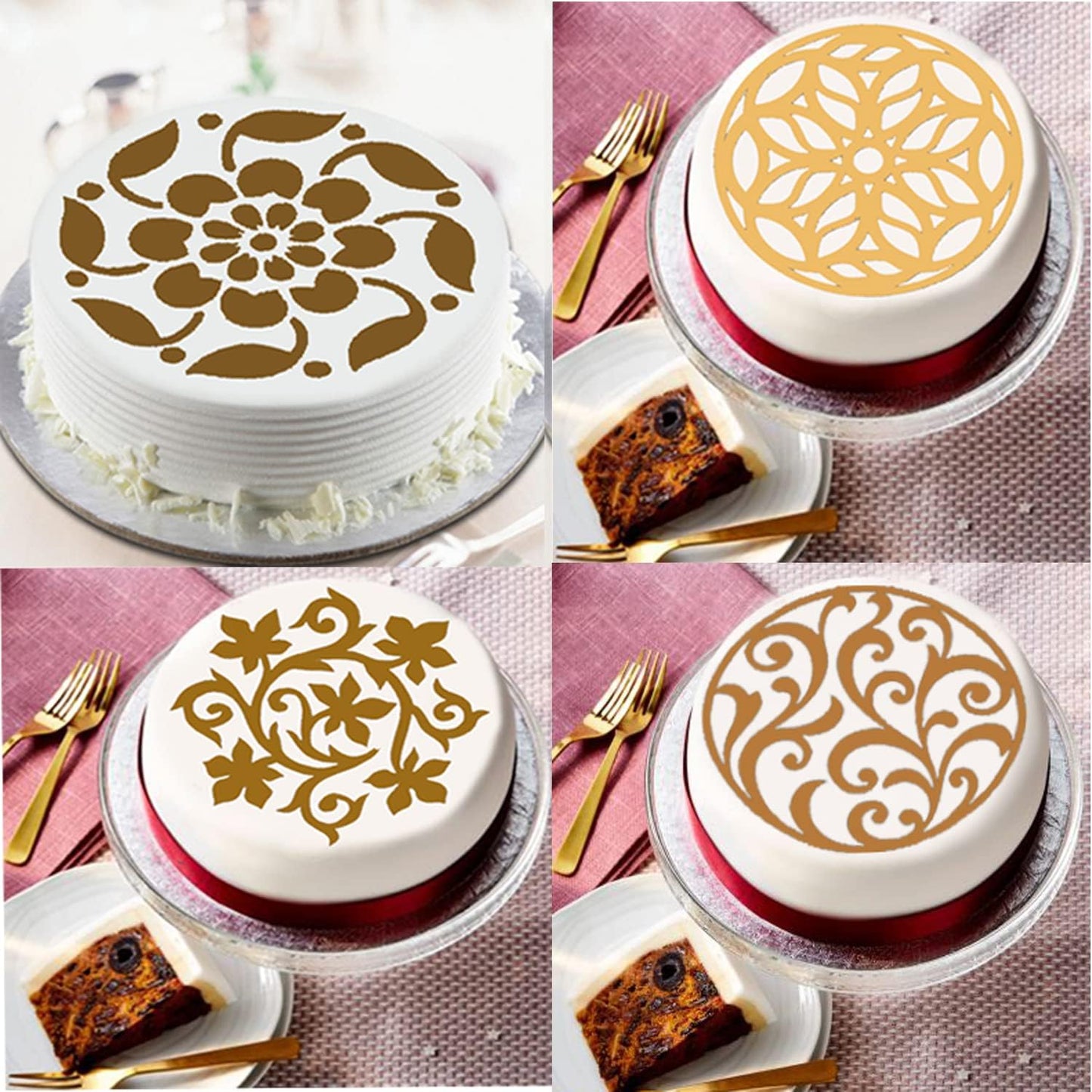 Top Cake Stencils Design 7.9 inches Pack of 4