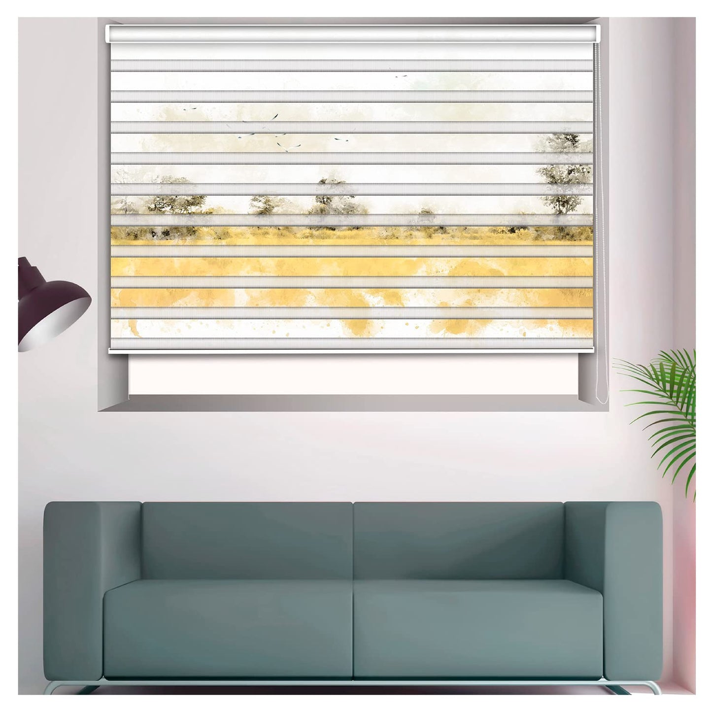 Zebra Blinds for Windows and Doors with Dual Shade, Horizontal Stripes, Blinds for Home & Office (Customized Size, Nature)