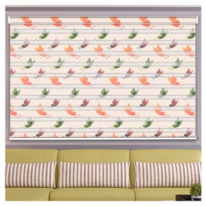Zebra Blinds for Windows and Doors with Dual Shade, Horizontal Stripes, Blinds for Home & Office (Customized Size, Multi-Butterfly)