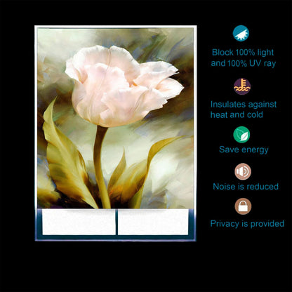 Blackout Roller Blinds for Window - Lilies White Flower Design Size