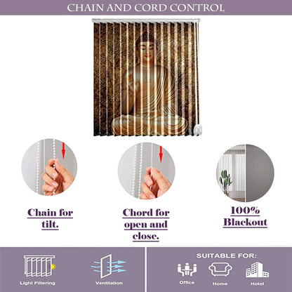 Vertical Blinds for Windows,French Door and Sliding Door Blinds for Smart Home Office, (Customized Size, Golden Buddha)