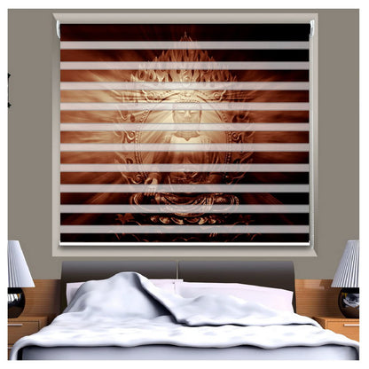 Zebra Blinds for Windows and Doors with Dual Shade, Horizontal Stripes, Blinds for Home & Office (Customized Size, Enlightened Buddha)