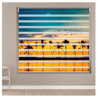Zebra Blinds for Windows and Doors with Dual Shade, Horizontal Stripes, Blinds for Home & Office (Customized Size, Sunset)