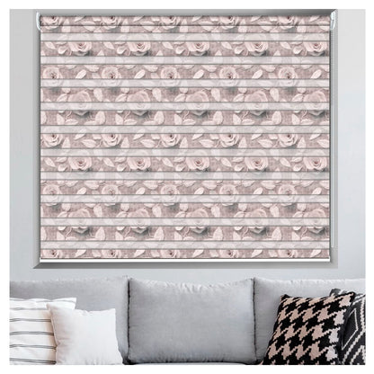 Zebra Blinds for Windows and Doors with Dual Shade, Horizontal Stripes, Blinds for Home & Office (Customized Size, Rose Art Design)