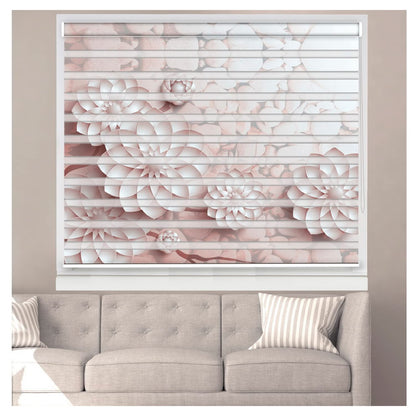 Zebra Blinds for Windows and Doors with Dual Shade, Horizontal Stripes, Blinds for Home & Office (Customized Size, White Lotus )