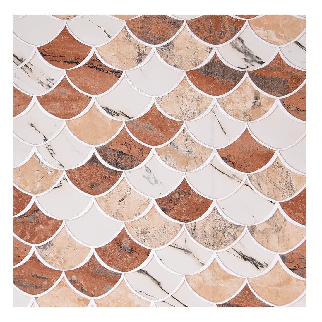 3D Latest Semi-Circle Design White & Brown Wallpaper Roll for Home Walls 57 Sq Ft (0.53m or 21 Inches x 10m or 33 Feet)