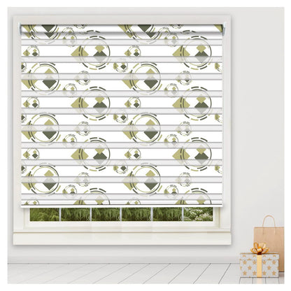 Zebra Blinds for Windows and Doors with Dual Shade, Horizontal Stripes, Blinds for Home & Office (Customized Size, Circular Pattern Design)