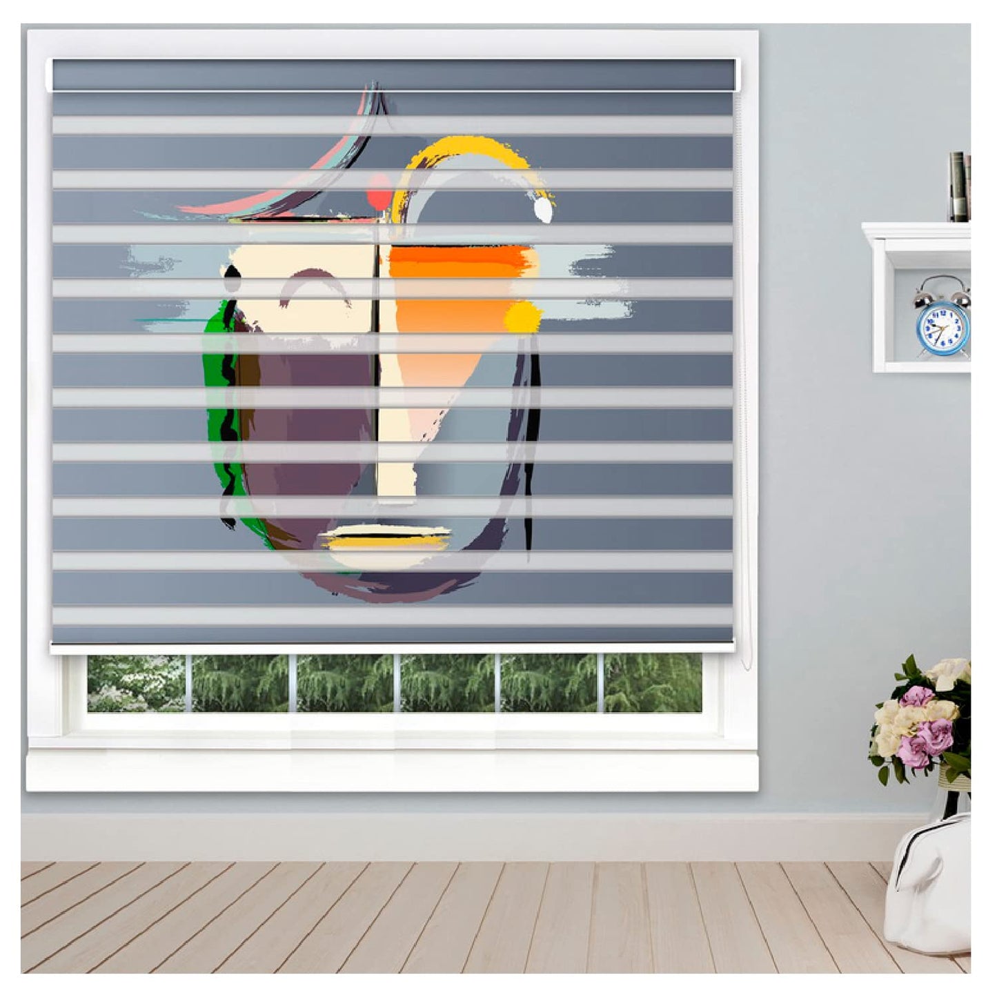 Zebra Blinds for Windows and Doors with Dual Shade, Horizontal Stripes, Blinds for Home & Office (Customized Size, Religious Painting)