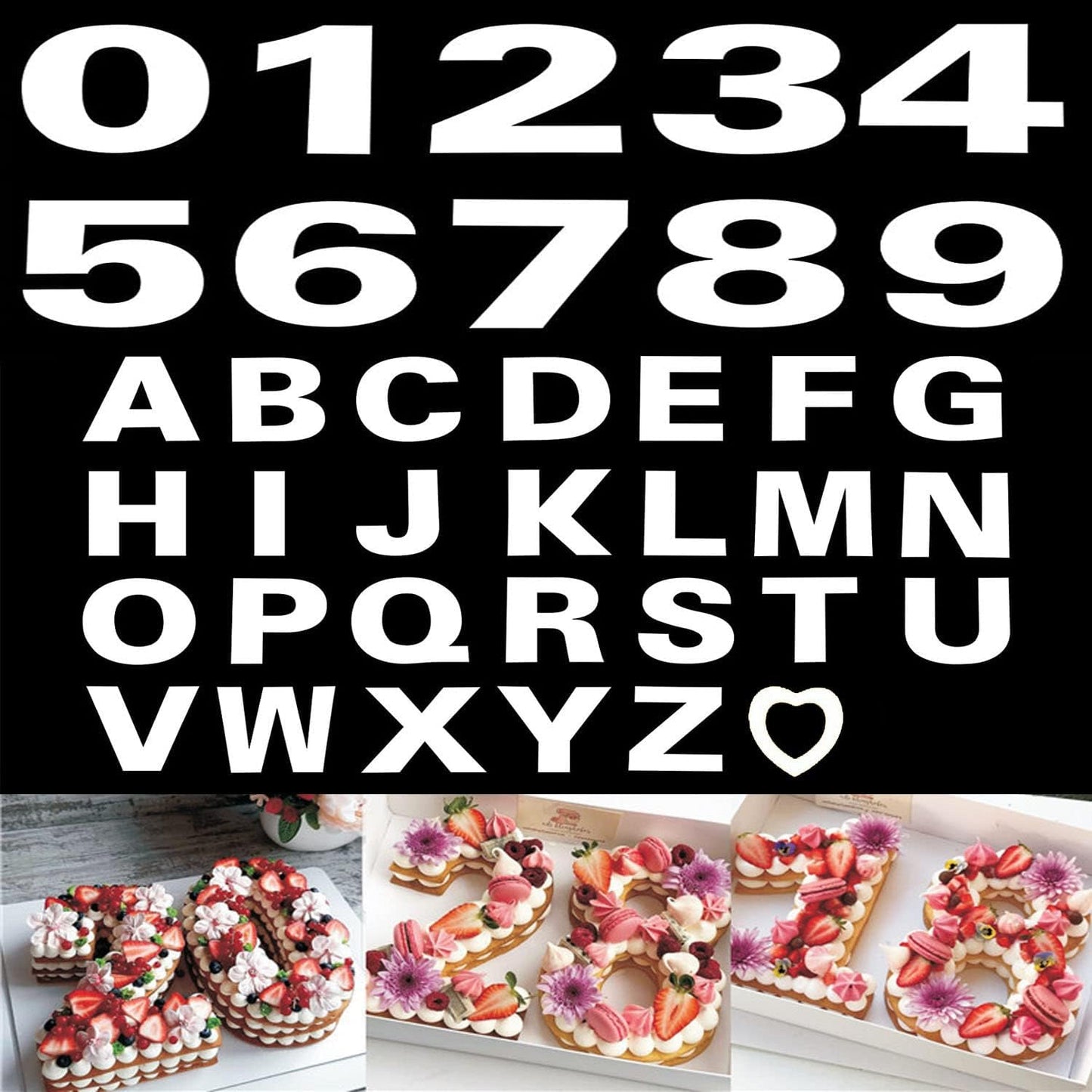 A to Z Alphabet Letter & 0-9 Number Cake Stencils -30.4 cm (Pack of 1)