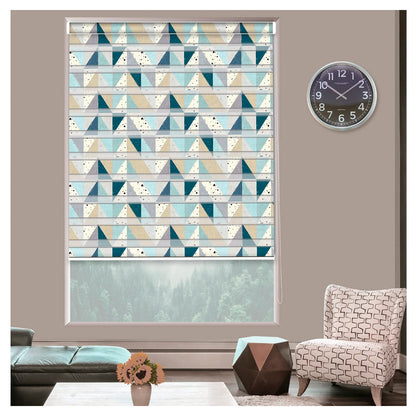 Zebra Blinds for Windows and Doors with Dual Shade, Horizontal Stripes, Blinds for Home & Office (Customized Size, Concrete Geometric Design)