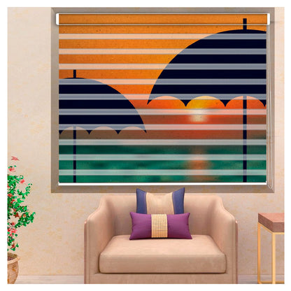 Zebra Blinds for Windows and Doors with Dual Shade, Horizontal Stripes, Blinds for Home & Office (Customized Size, Umbrella )