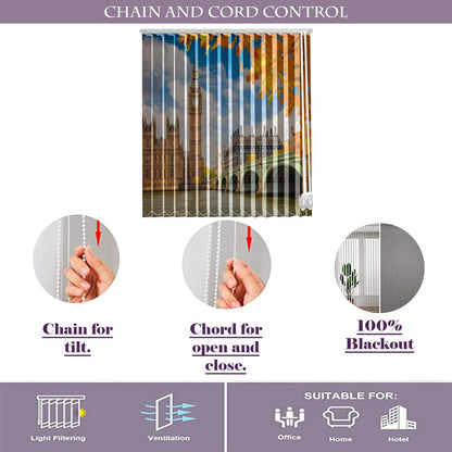 Vertical Blinds for Windows,French Door and Sliding Door Blinds for Smart Home Office, (Customized Size, Big Ben Tower)