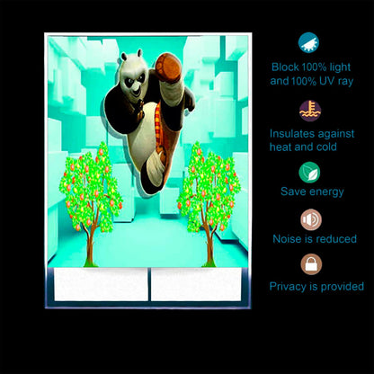 Printed Blackout Window Roller Blind Panda Cartoon Design