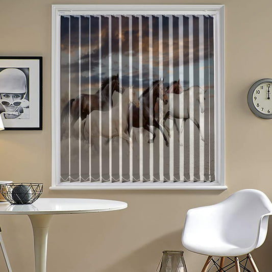 Vertical Blinds for Windows,French Door and Sliding Door Blinds for Smart Home Office, (Customized Size, Running Horses)