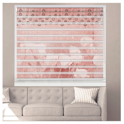 Zebra Blinds for Windows and Doors with Dual Shade, Horizontal Stripes, Blinds for Home & Office (Customized Size, Flower Design)