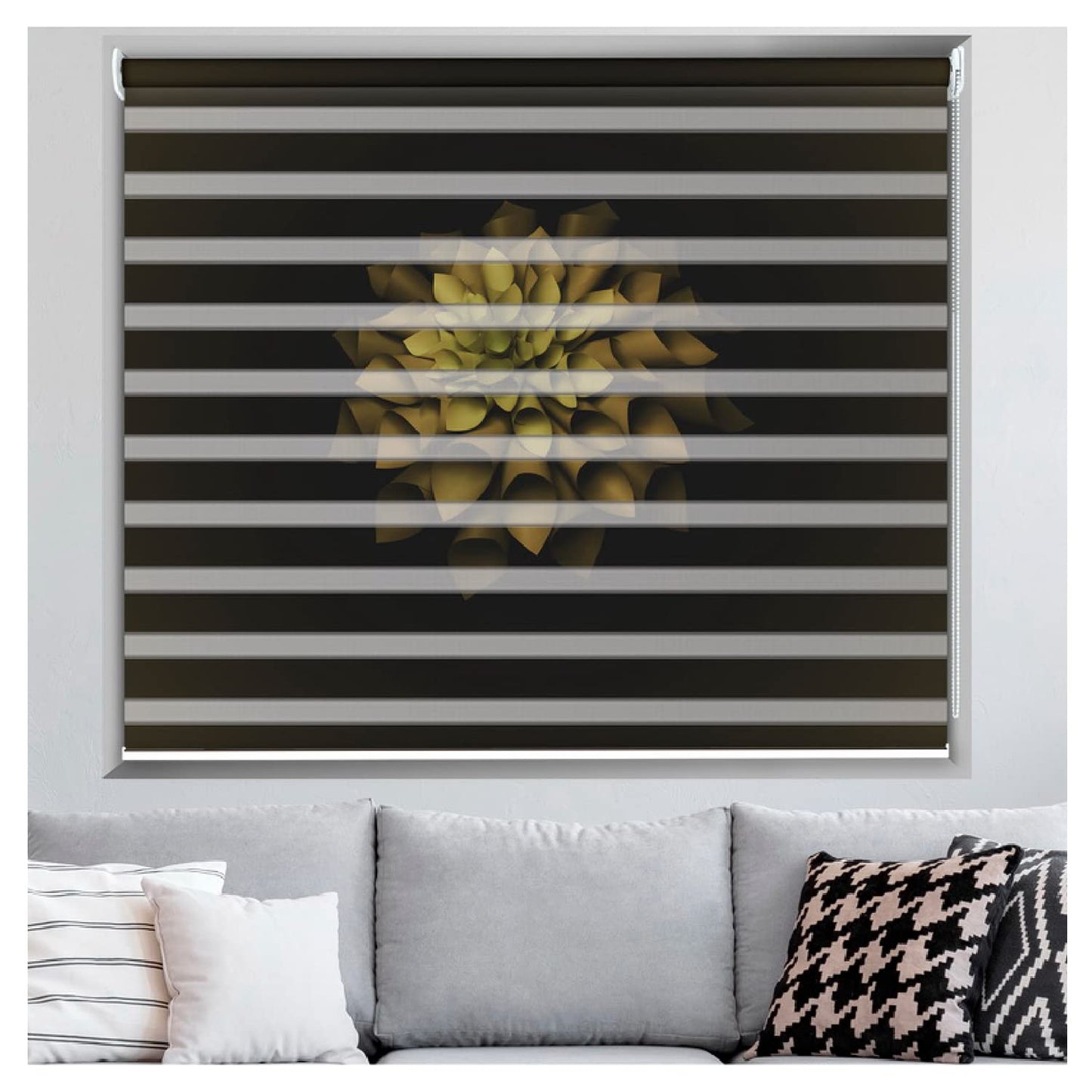 Zebra Blinds for Windows and Doors with Dual Shade, Horizontal Stripes, Blinds for Home & Office (Customized Size, Rose Art)