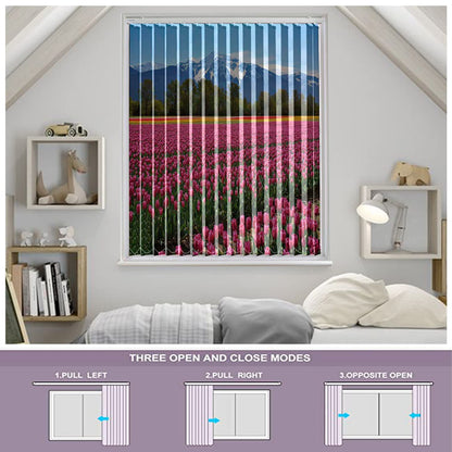 Vertical Blinds for Windows,French Door and Sliding Door Blinds for Smart Home Office, (Customized Size, Mountain and Flowers)