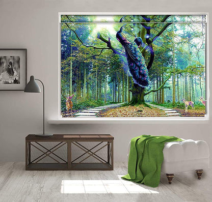 Printed Blackout Roller Printed Blinds for Window - Peacock Art Design