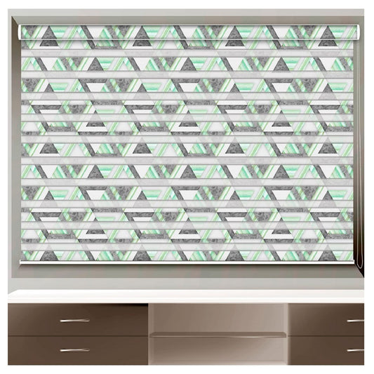 Zebra Blinds for Windows and Doors with Dual Shade, Horizontal Stripes, Blinds for Home & Office (Customized Size, Crossing Triangle Design)