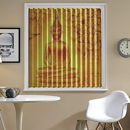 Vertical Blinds for Windows,French Door and Sliding Door Blinds for Smart Home Office, (Customized Size, Yellow Buddha)