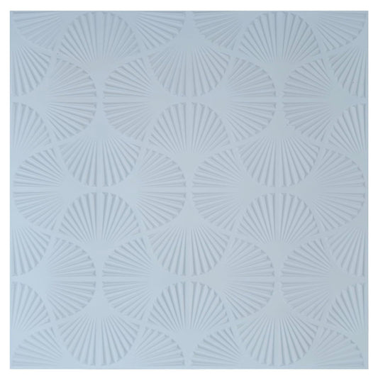 Kayra Decor 3D Self Adhesive Wall Panel -White Hand Fan Design - (Size 50 x 50 CM)