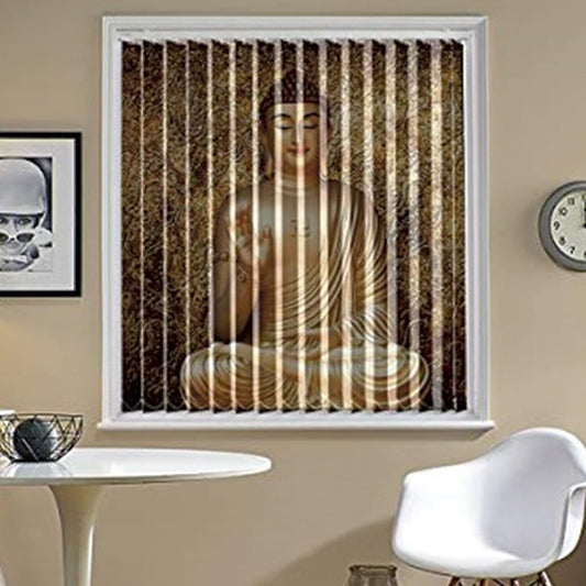 Vertical Blinds for Windows,French Door and Sliding Door Blinds for Smart Home Office, (Customized Size, Golden Buddha)