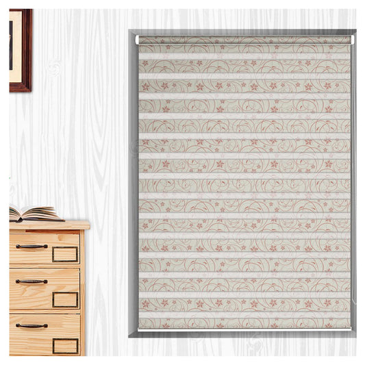 Zebra Blinds for Windows and Doors with Dual Shade, Horizontal Stripes, Blinds for Home & Office (Customized Size, Swing Floral Art)