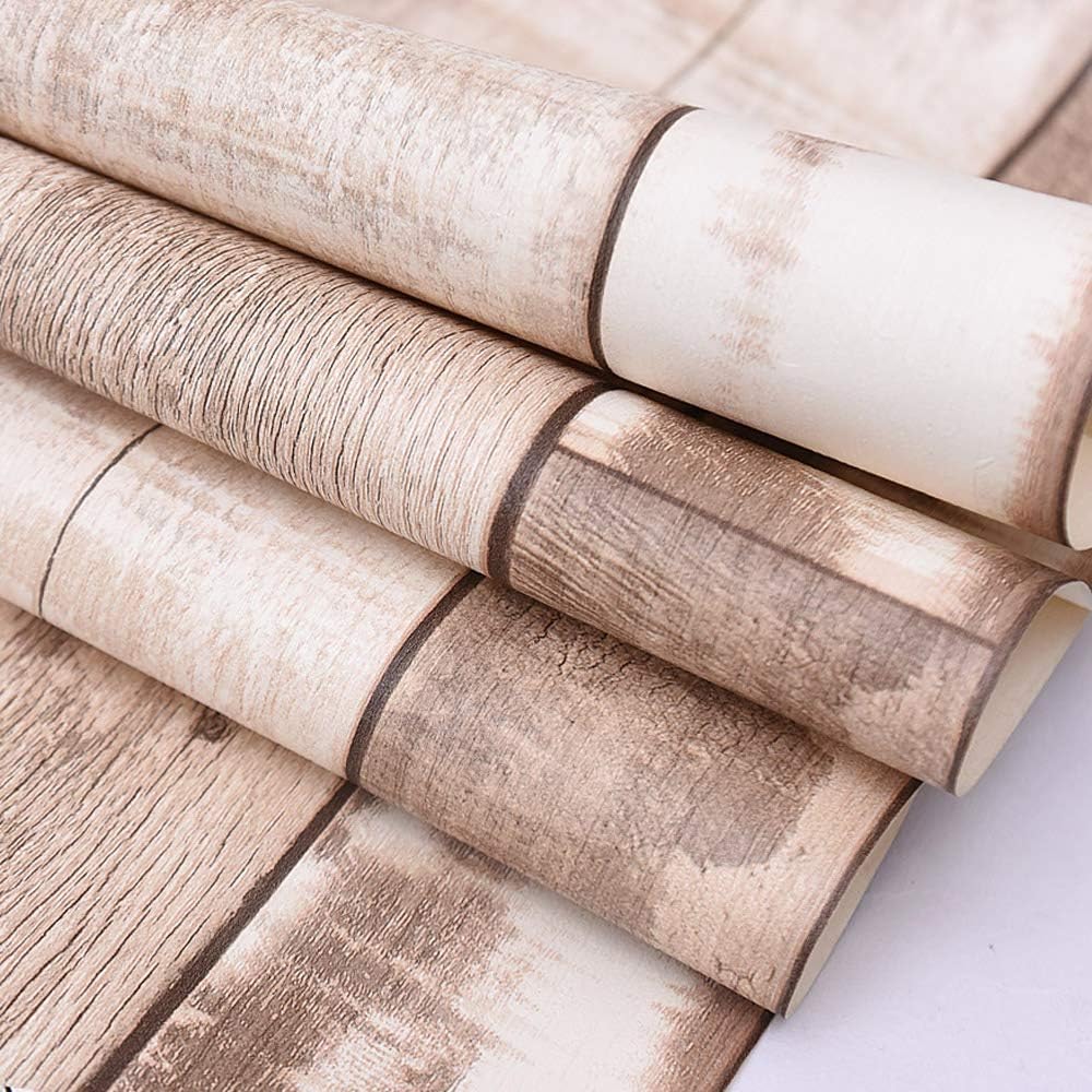 3D Latest Wooden Tiles Light Brown Wallpaper Roll for Home Walls 57 Sq Ft (0.53 m or 33 Feet)