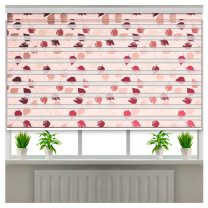 Zebra Blinds for Windows and Doors with Dual Shade, Horizontal Stripes, Blinds for Home & Office (Customized Size, Red Leaves)