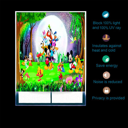 Printed Blackout Roller Blinds for Window - Mickey Mouse Family Design